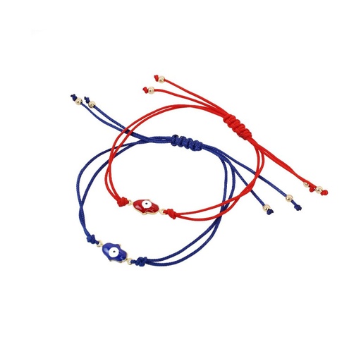 Set Dos Pulseras Hilo Roja y Azul con Mano de Fatima