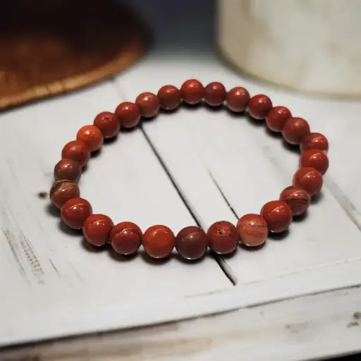 Pulsera Gema Jaspe Rojo Elastica