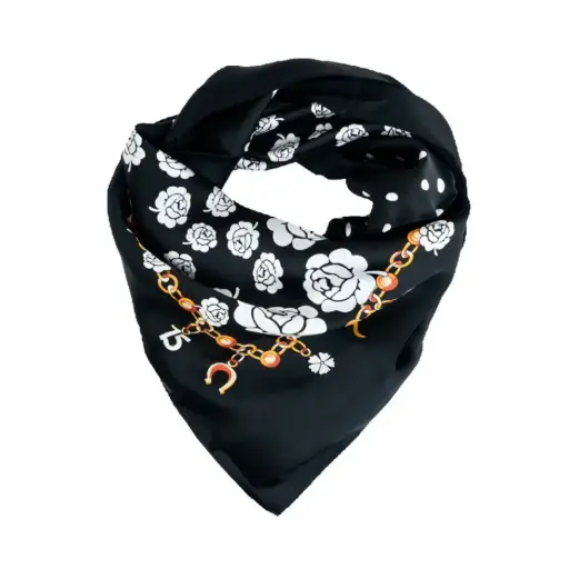 Pañuelo XXL Flowers Chain Black 90x90cm