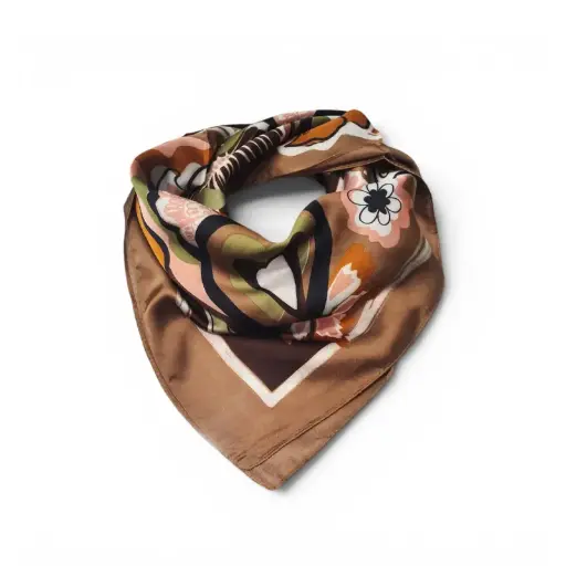  Pañuelo Flower Brown 70x70cm