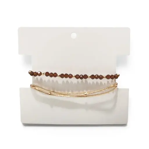 [110005] Set Pulseras Cadena Dorada y Elastica Caramelo