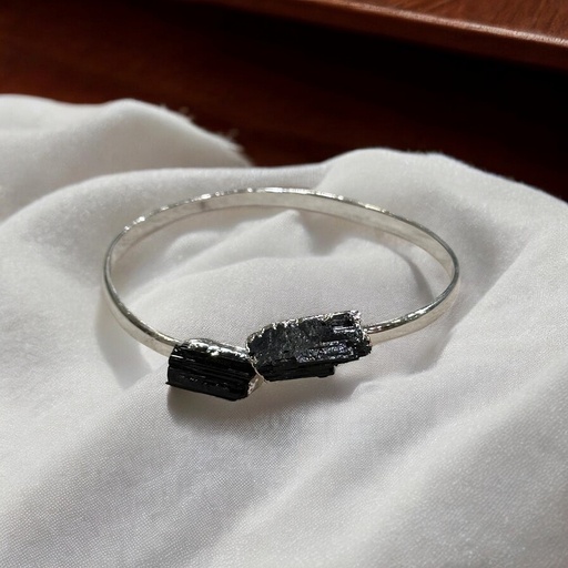 Pulsera Esclava con Gema Turmalina Negra