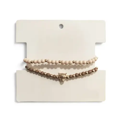 [108077] Set de Pulseras Golden Panther Beige
