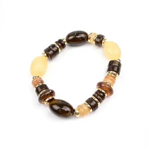 Pulsera Elastica de Cuentas Tonos Marrones