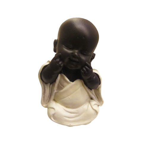 Buda Bebe Negro Mini 5.5cm Modelo Manto Blanco N°2