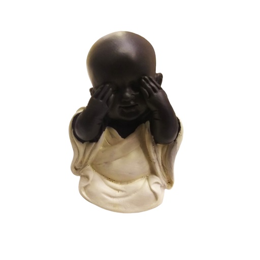 Buda Bebe Negro Mini 5.5cm Modelo Manto Blanco N°3