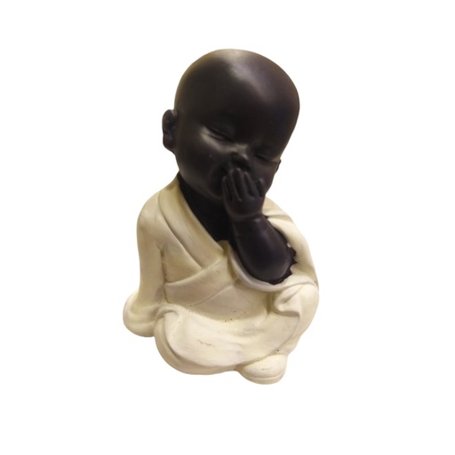 Buda Bebe Negro Mini 5.5cm Modelo Manto Blanco N°4