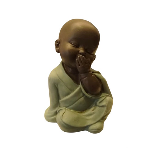 [YAM30238A] Buda Bebe Negro Mini 5.5cm Modelo Manto Verde N°1