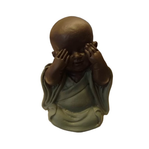 Buda Bebe Negro Mini 5.5cm Modelo Manto Verde N°3