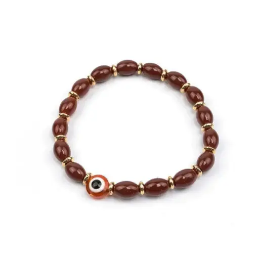 Pulsera Elastica Marron con Ojo Turco