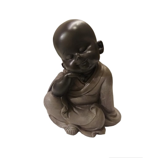 Buda Bebe Negro Reposado Tunica Gris 12cm