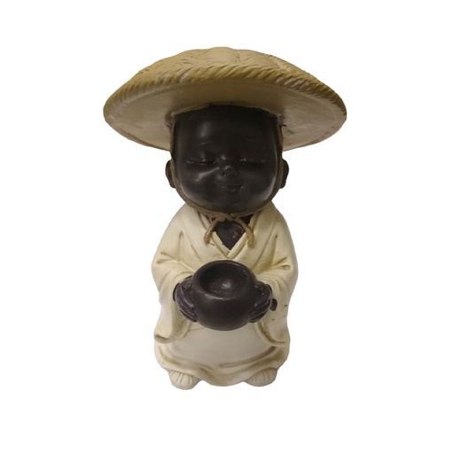 Buda Bebe Negro 10cm Modelo Manto Blanco N°2