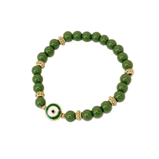 Pulsera Elastica Verde con Ojo Turco