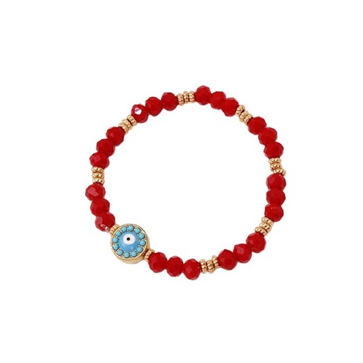 [¨76201] Pulsera Elastica Roja con Ojo Turco Turquesa