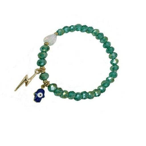 [¨75609] Pulsera Elastica con Mano de Fatima Verde