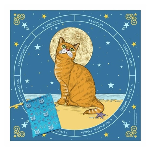 Paño de Tarot Gato con Bolsa