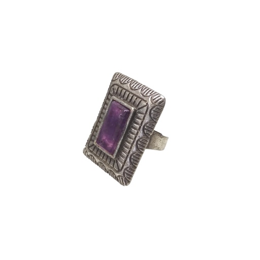 Anillo Gema Amatista Cuadrado