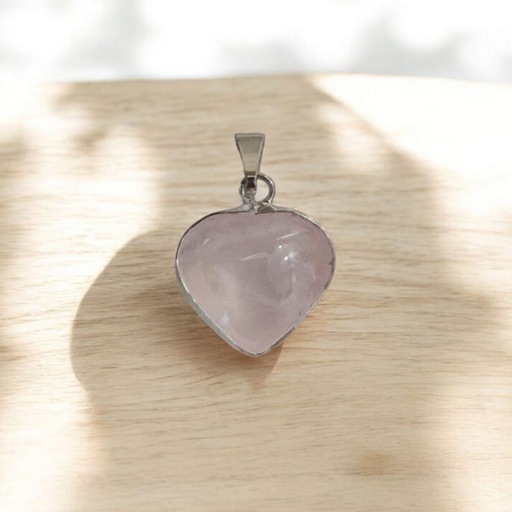Dije Gema Cuarzo Rosa Corazon con Virola
