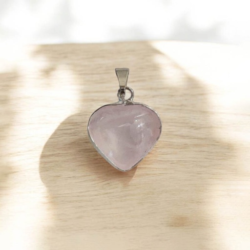 Dije Gema Cuarzo Rosa Corazon con Virola