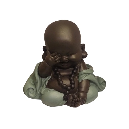 Buda Bebe Negro 7cm Riendo Manto Verde