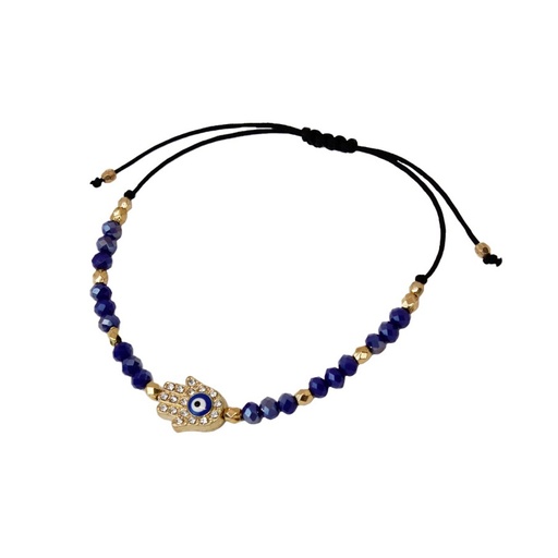 [^78563] Pulsera Hilo Azul con Mano de Fatima con Strass