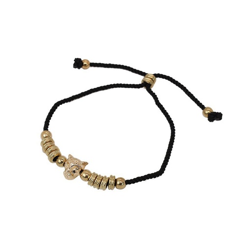 Pulsera Hilo Negra con Dijes Dorados