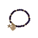 Pulsera Elastica Tornasol Violeta con Estrella y Corazon con Ojo Turco