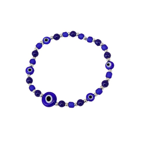 [{78557] Pulsera Elastica Azul con Ojo Turco