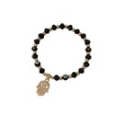 Pulsera Elastica Negra con Ojo Turco y Mano de Fatima