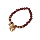 Pulsera Elastica Bordo con Dijes Dostados Corazon, Estrella y Strass