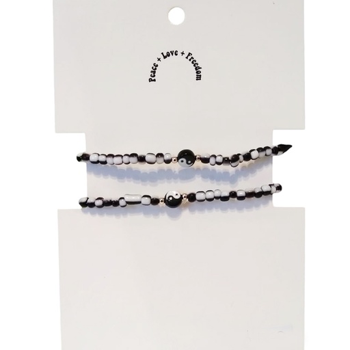 Set Pulseras Blancas y Negras con Yin Yang