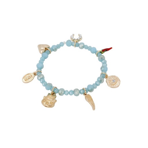 [84985] Pulsera Elastica Sky con Cuerno, Gatito y Dijes Varios