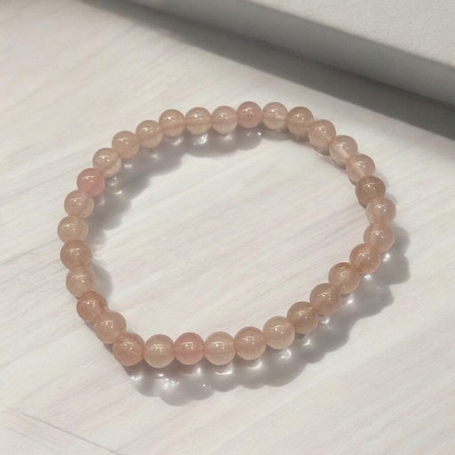 Pulsera Gema Cuarzo Rosa 6mm Elástica