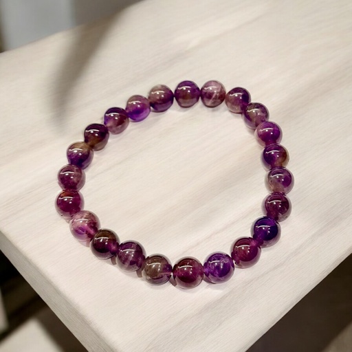 Pulsera Gema Amatista 6mm Elástica