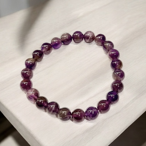 Pulsera Gema Amatista 6mm Elástica