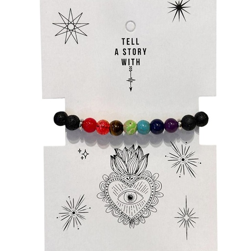 Pulsera Hilo 7 Chakras con Piedra Volcanica