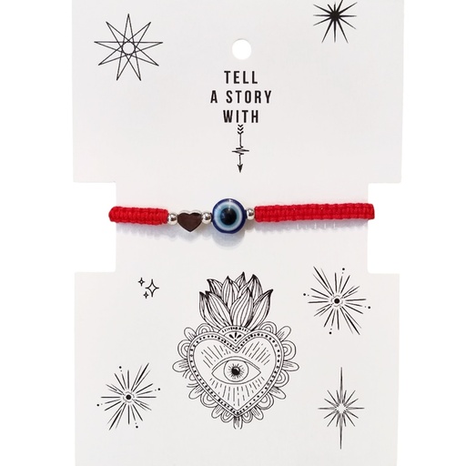 Pulsera Hilo Roja Ojo Turco Color Rojo con Corazon
