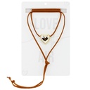 Collar Gamuza Marron con Corazon Dorado