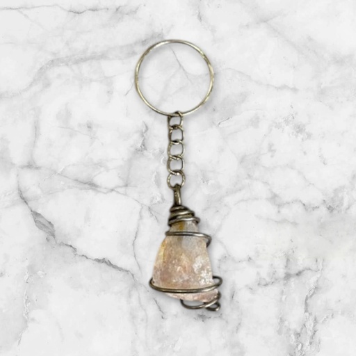 Llavero Piedra Cuarzo Rosa en Bruto