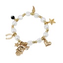 Pulsera Elastica Blanca Lucky Pearls con Ojo Turco Negro