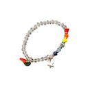 Pulsera Elastica Transparente con 7 Colores y Dije Estrella, Ojo Turco y Cuerno