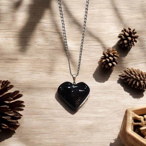 Dije Gema Turmalina Negra Corazon