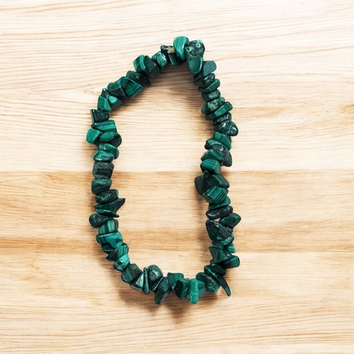 Pulsera Gema Malaquita Elastica Escallas