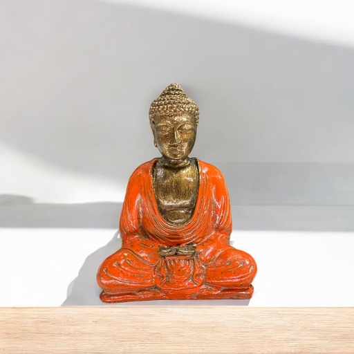 Buda Resina Manto Naranja 15cm