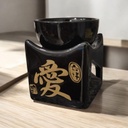 Hornito Cuadrado Signo Chino Negro 8cm