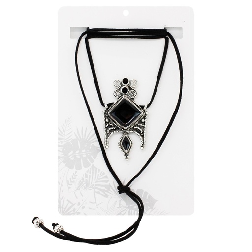 Collar Gamuza Negro con Dije Grande