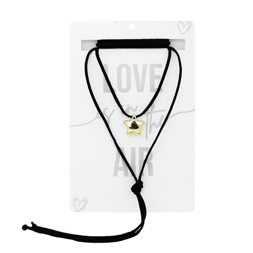 Collar Gamuza Negra con Estrella Dorada