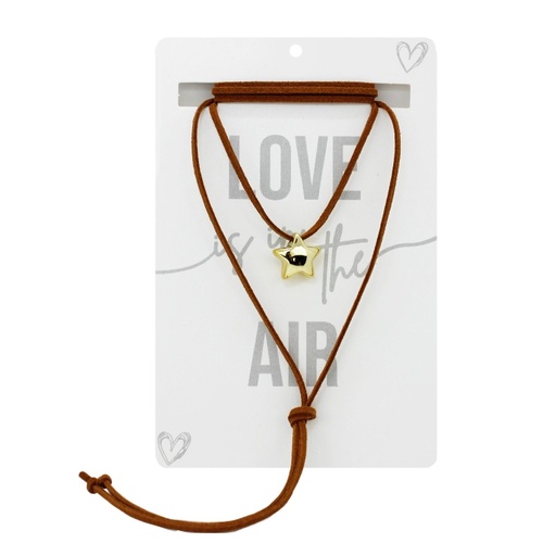 [84847] Collar Gamuza Canela con Estrella Dorada