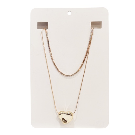 Collar Doble Dorado con Strass y Corazon
