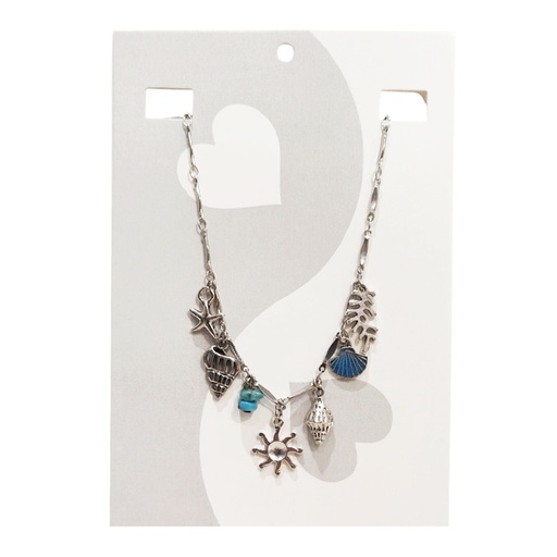 Collar del Mar Plateado con Dije Turquesa